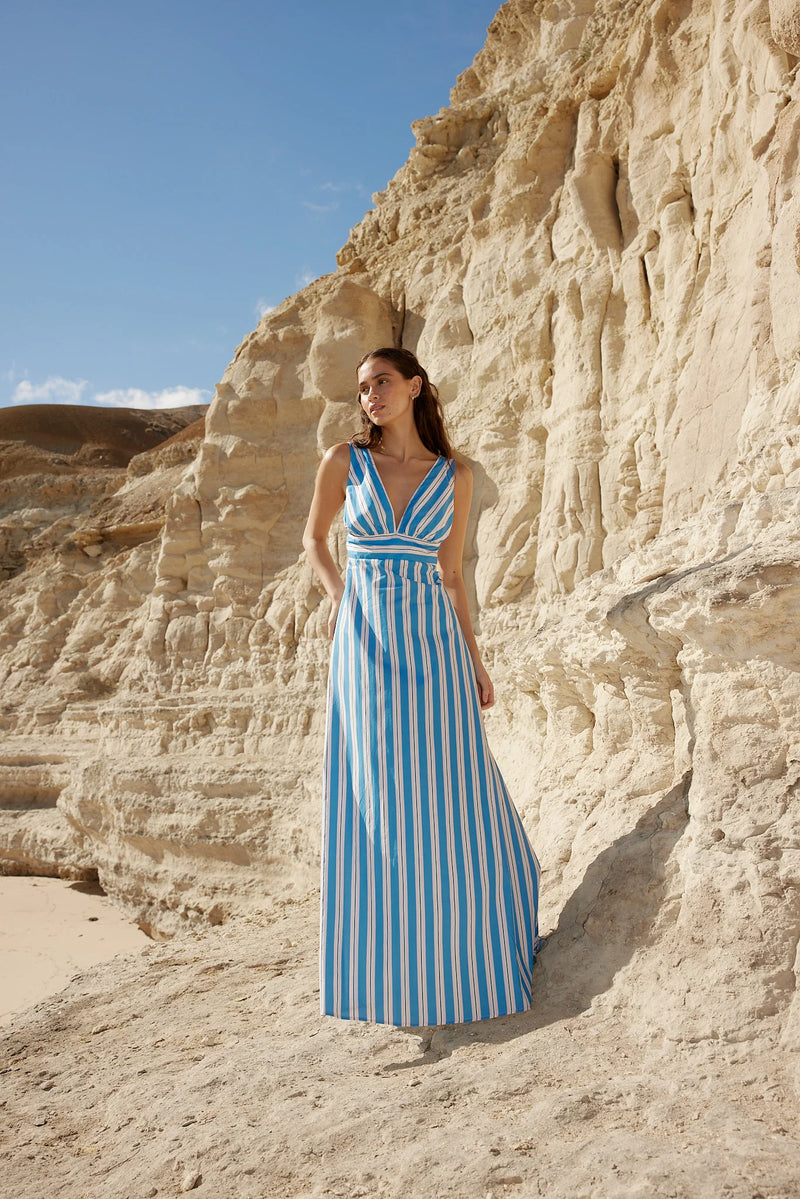 Betty Dress | Ocean Depth/ Seashell Stripe