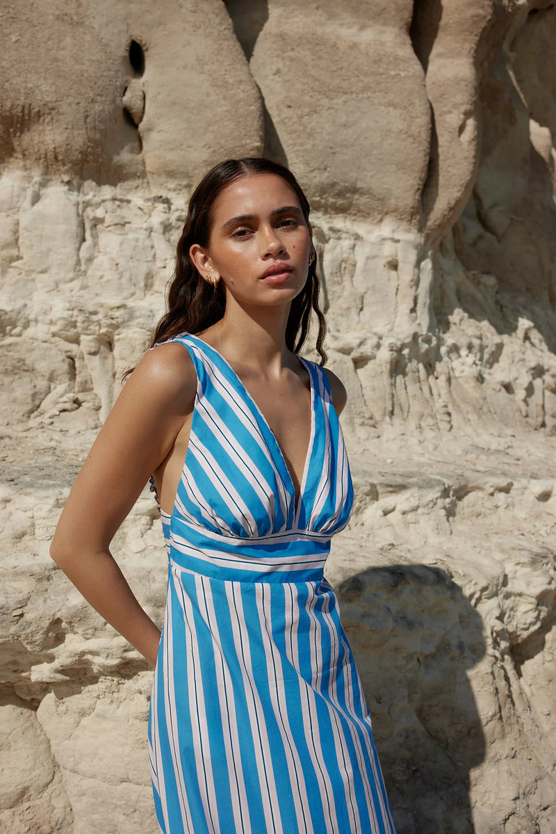 Betty Dress | Ocean Depth/ Seashell Stripe