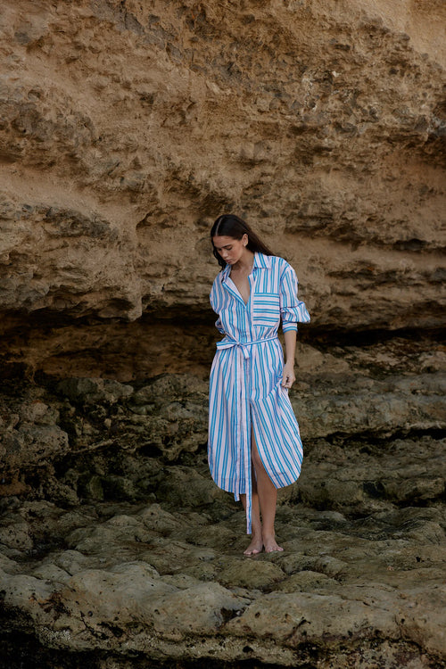 Billy Shirt Dress | Ocean depths/ Shell stripe