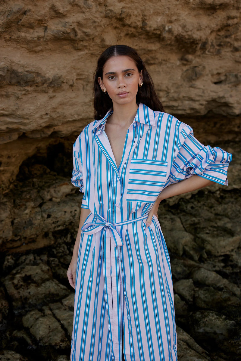 Billy Shirt Dress | Ocean depths/ Shell stripe