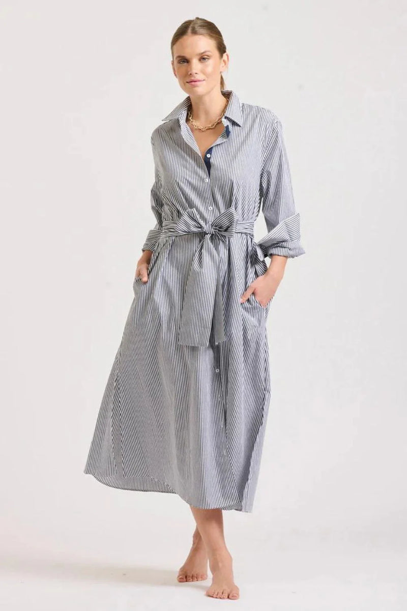 Pippa Shirt Dress | Navy Stripe L/XL