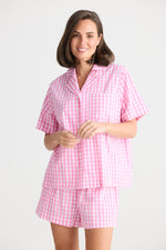 Stay in bed pyjama set | pink gingham