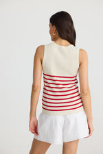 Amba Tank | Ecru with red stripe