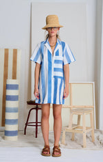 Le Beach Stripe Shirt Dress | Ciel Blue