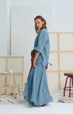 Le Gauze Linen Skirt | Denim Blue