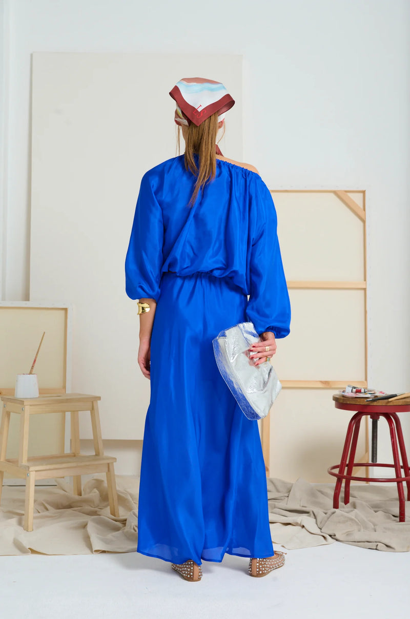 Le Silk Long Sleeve Balloon Top | Yves Klein Blue