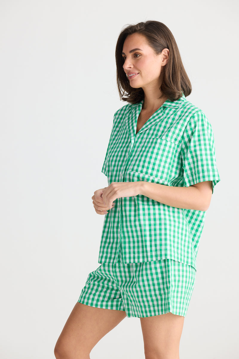 Stay in bed pyjama set | green gingham