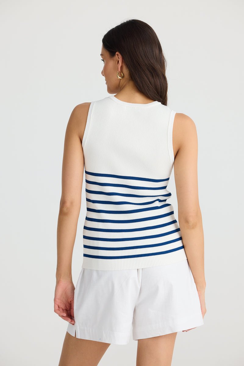 Amba Tank | White navy stripe