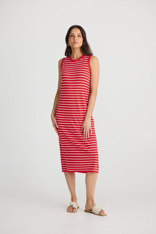 Squad Dress | Red with white stripe