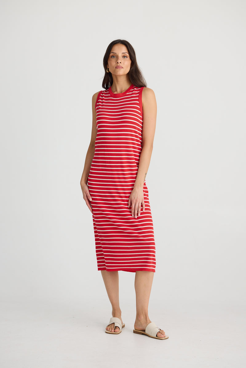 Squad Dress | Red with white stripe