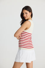 Amba Tank | Ecru with red stripe