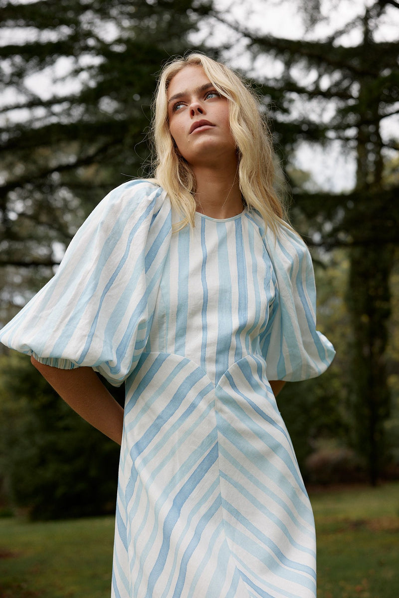 Lucinda Dress | Powder Stripe