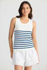 Amba Tank | White navy stripe