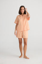 Stay in bed pyjama set | orange gingham