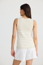 Amba Tank | Ecru with white stripe