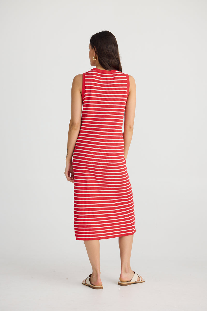 Squad Dress | Red with white stripe