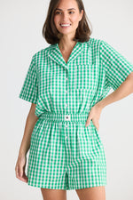 Stay in bed pyjama set | green gingham