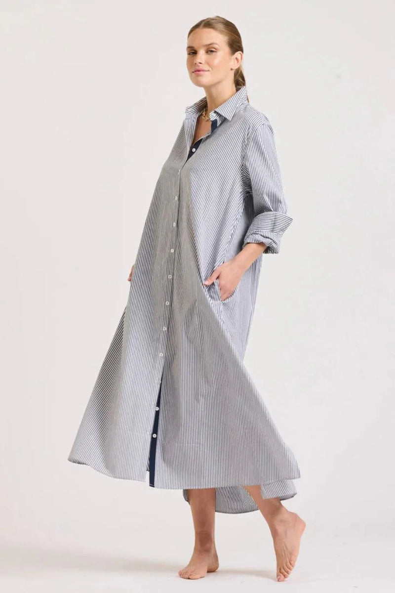 Pippa Shirt Dress | Navy Stripe L/XL