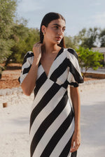 Amora Black White Stripe Dress