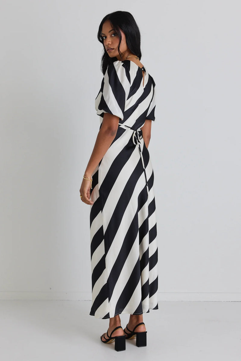 Amora Black White Stripe Dress