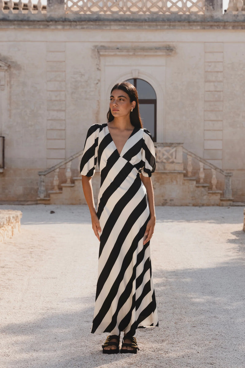 Amora Black White Stripe Dress