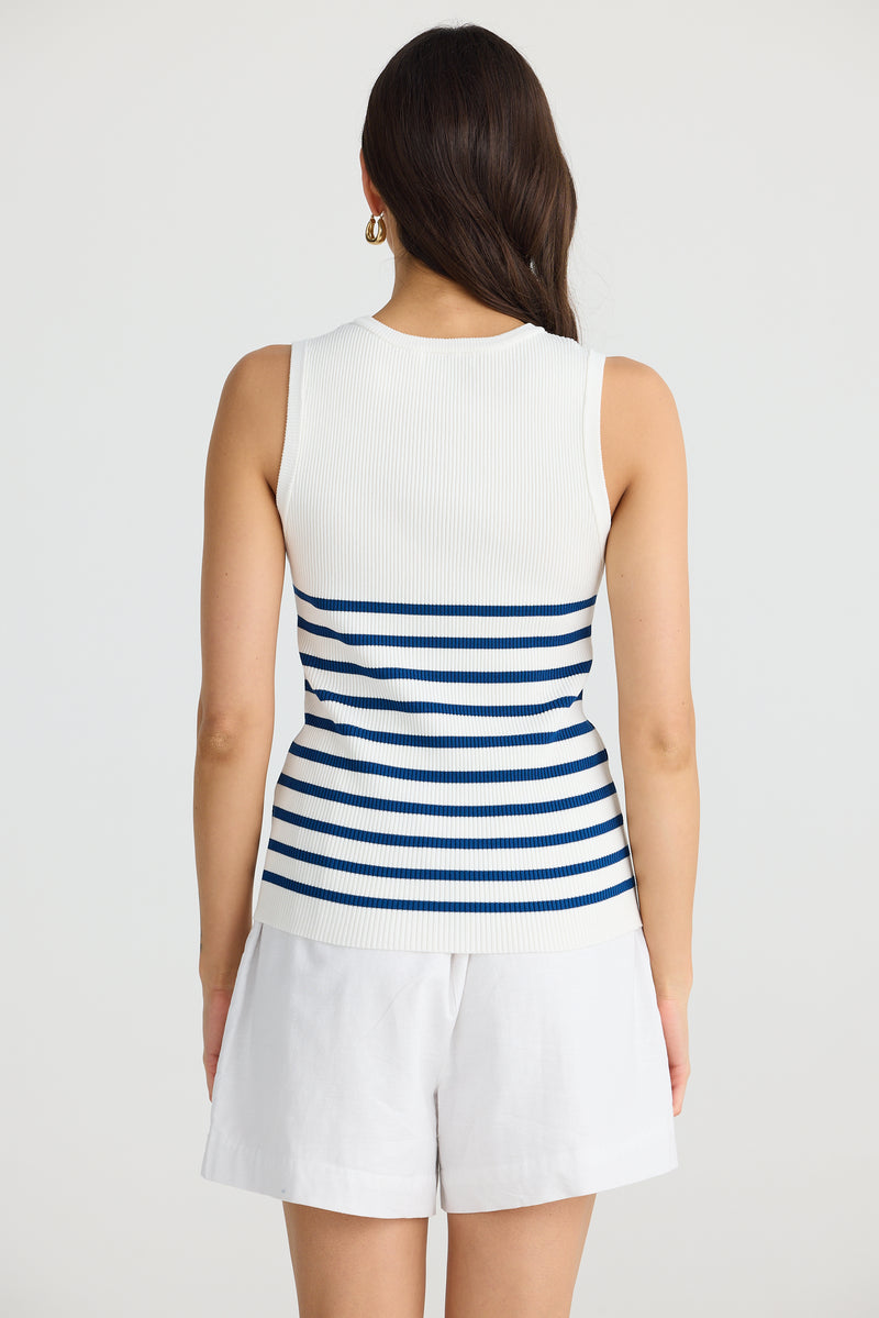 Amba Tank | White navy stripe