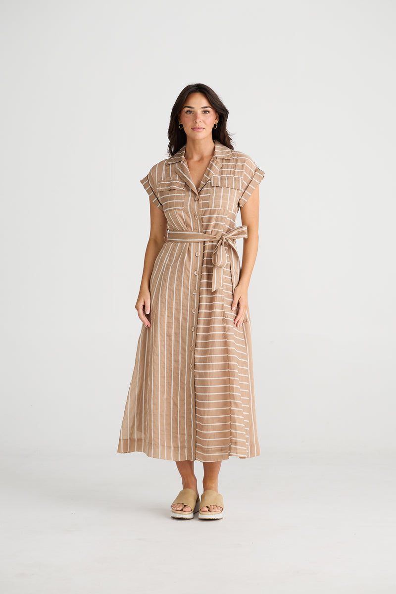 Portia Dress | Latte Stripe