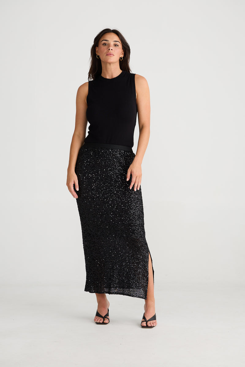 Dazzle Skirt | Black Sequin