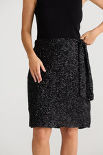 Mae Wrap Skirt | Black sequin