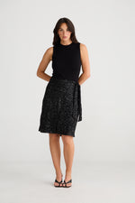 Mae Wrap Skirt | Black sequin