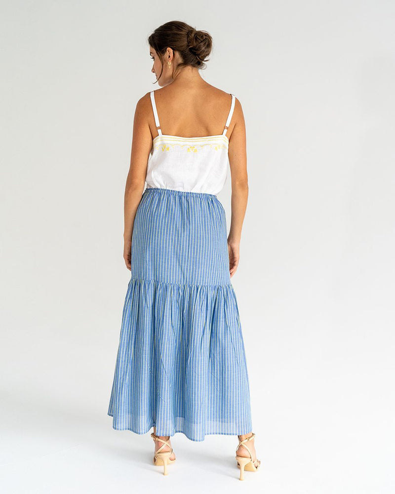 Alba Maxi Skirt | Voile Stripe