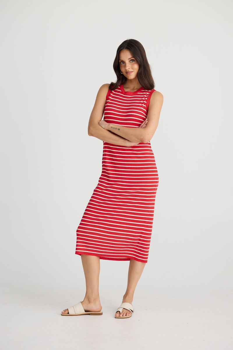 Squad Dress | Red with white stripe