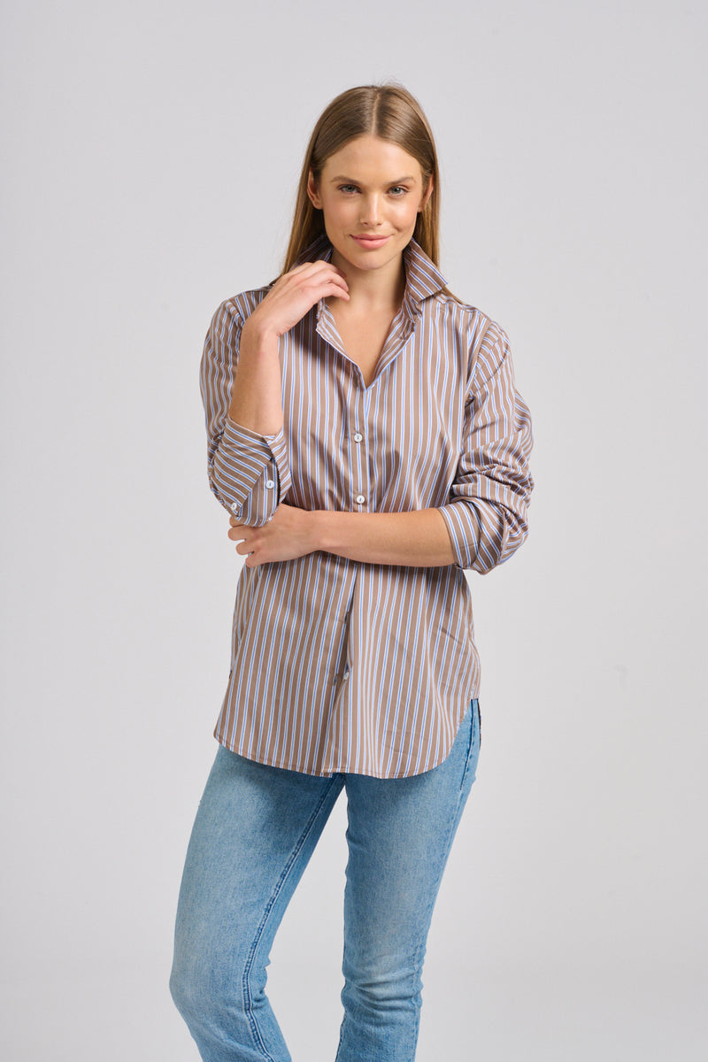 Classic French Cuff Shirt | Porcini Stripe