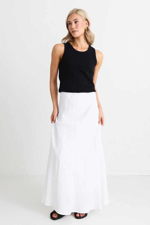 Lagos Linen Bias Skirt | White