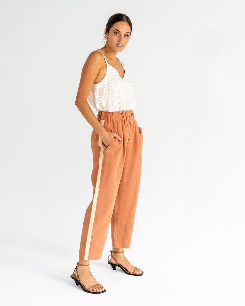 Leah Tapered Trouser | Terracotta