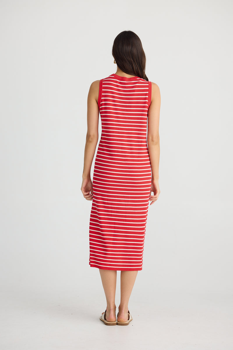 Squad Dress | Red with white stripe