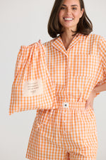 Stay in bed pyjama set | orange gingham