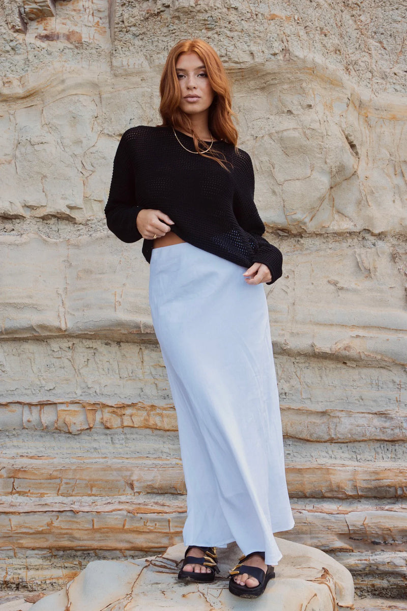 Lagos Linen Bias Skirt | White