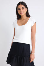 Square Neck Stretch Top | Ivory