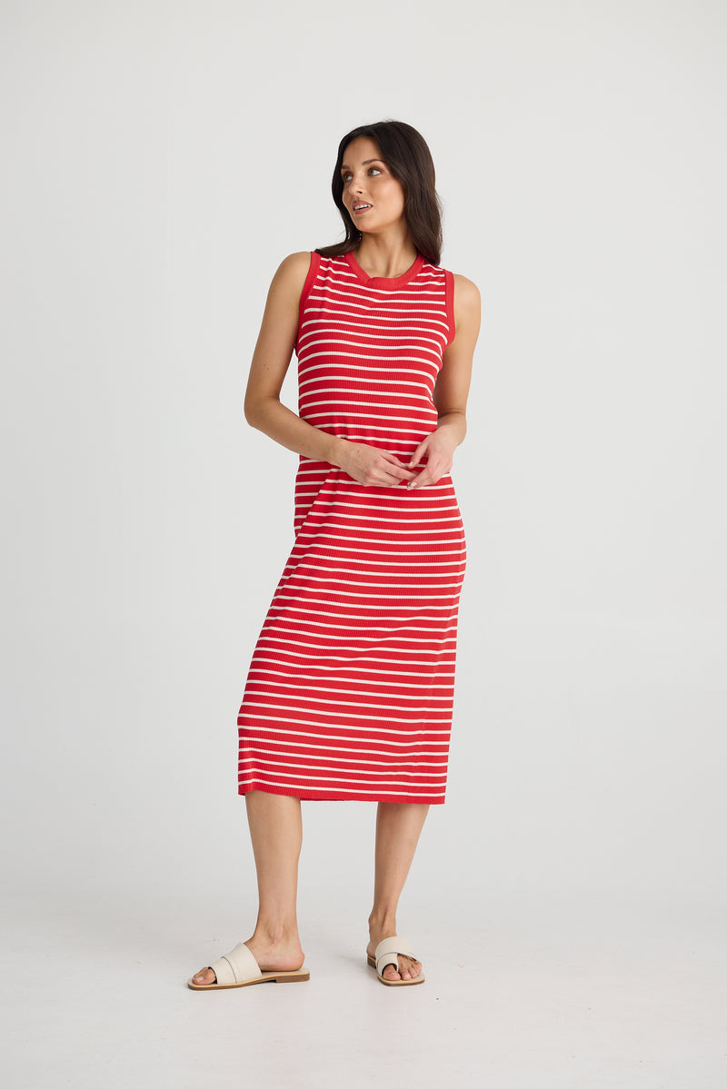 Squad Dress | Red with white stripe