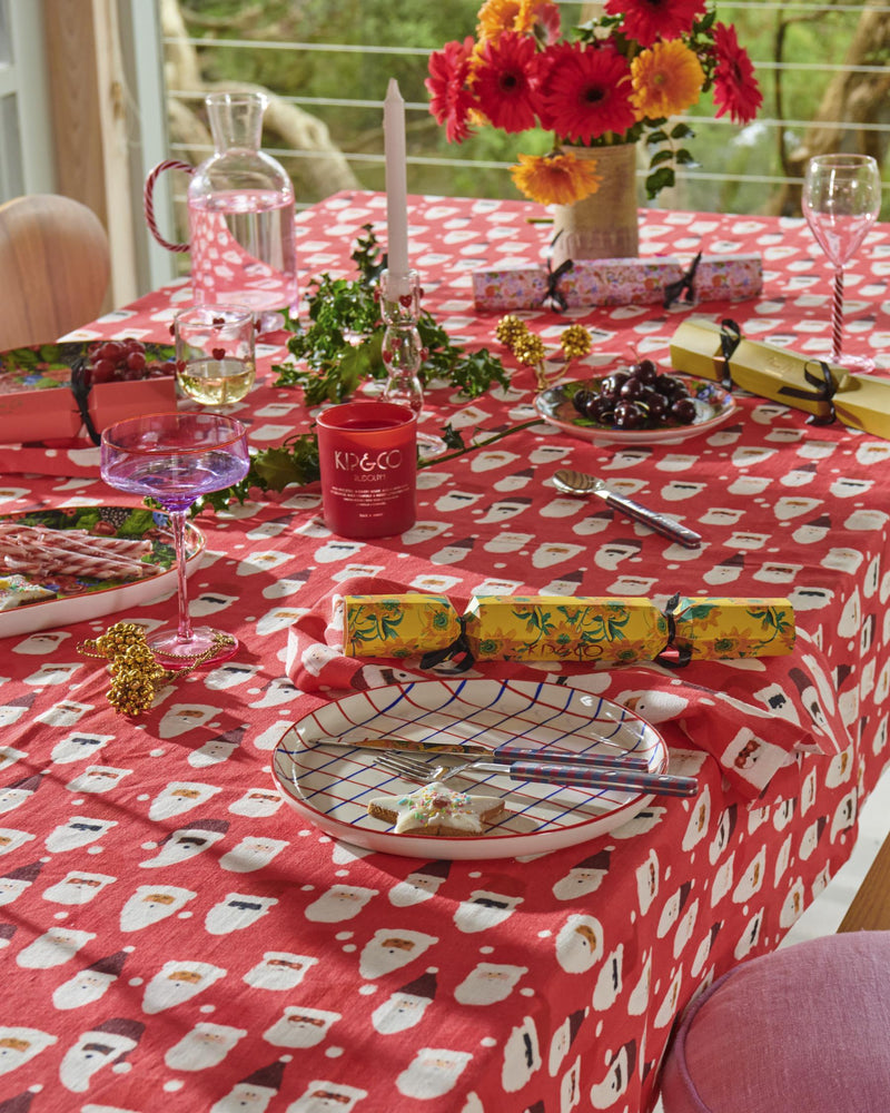 HoHoHo Red Linen Tablecloth