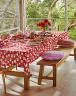 HoHoHo Red Linen Tablecloth