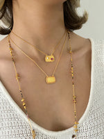 Long Multi Tourmaline gold charm necklace