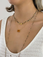 Multi Tourmaline beaded necklace with gold nugget