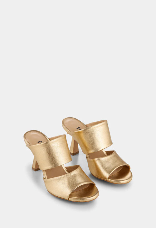 Marilyn Metallic Leather Sandal | Gold