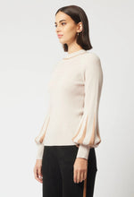 MERIDIAN MERINO WOOL BLEND KNIT TOP IN BAMBOO