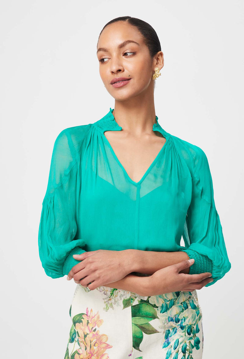 Lane Viscose Chiffon Blouse | Bay Green