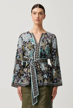 Emery Viscose Dobby Placement Printed Kaftan Tie Top | Dahlia Fields