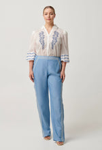 Fleurine Embroidered Cotton Slub Shirt in Milk