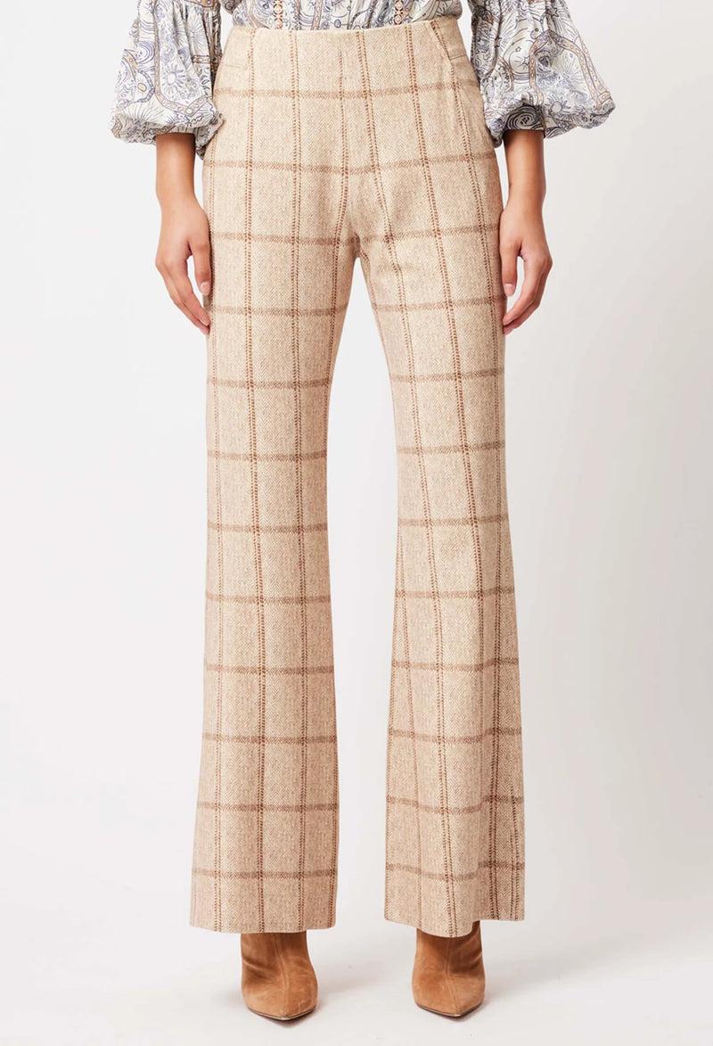 GETTY PONTE PANT IN OATMEAL CHECK